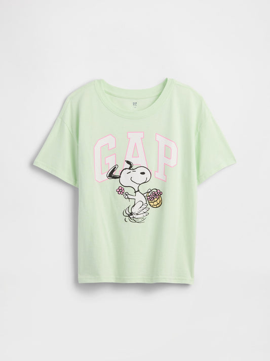 Açık Yeşil Peanuts Oversized Logo T-shirt