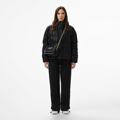 Lacoste Kadın Kapüşonlu Monogram Siyah Mont