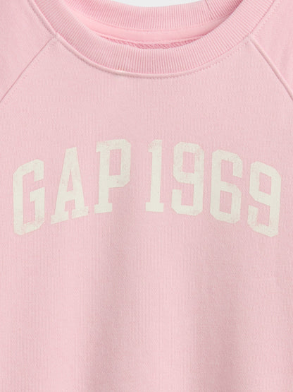 Açık Pembe Fransız Havlu Kumaş Kısa Kol Sweatshirt