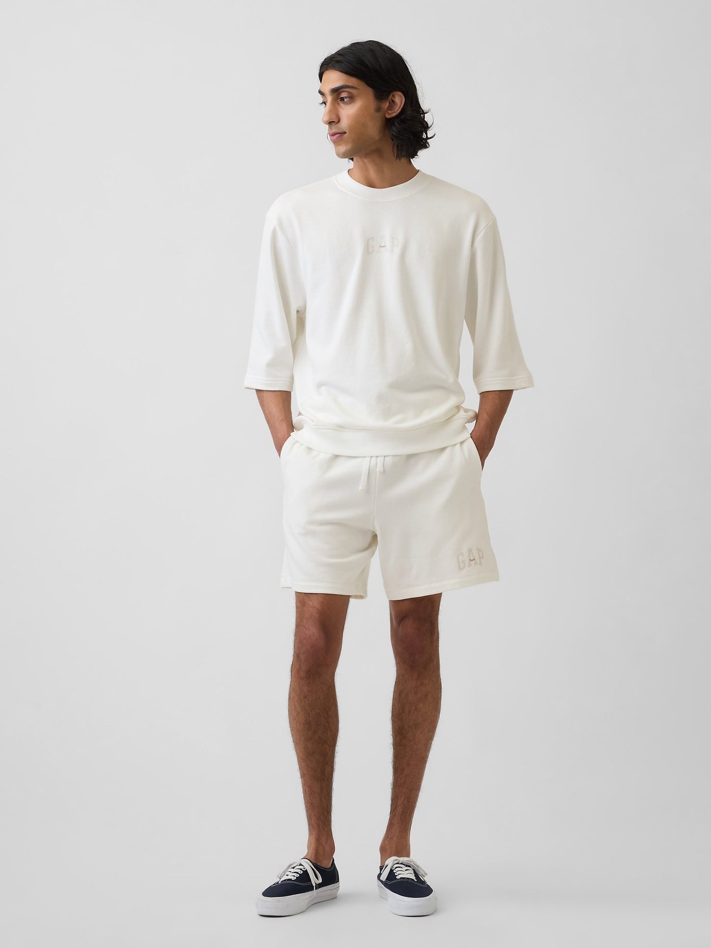 Beyaz Oversized Gap Logo Fransız Havlu Kumaş T-shirt