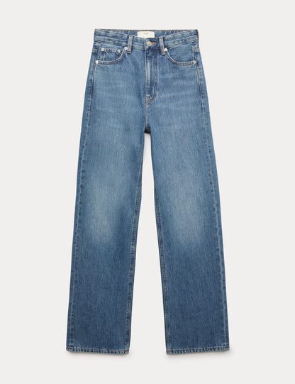 Yüksek Bel Straight Jean Pantolon