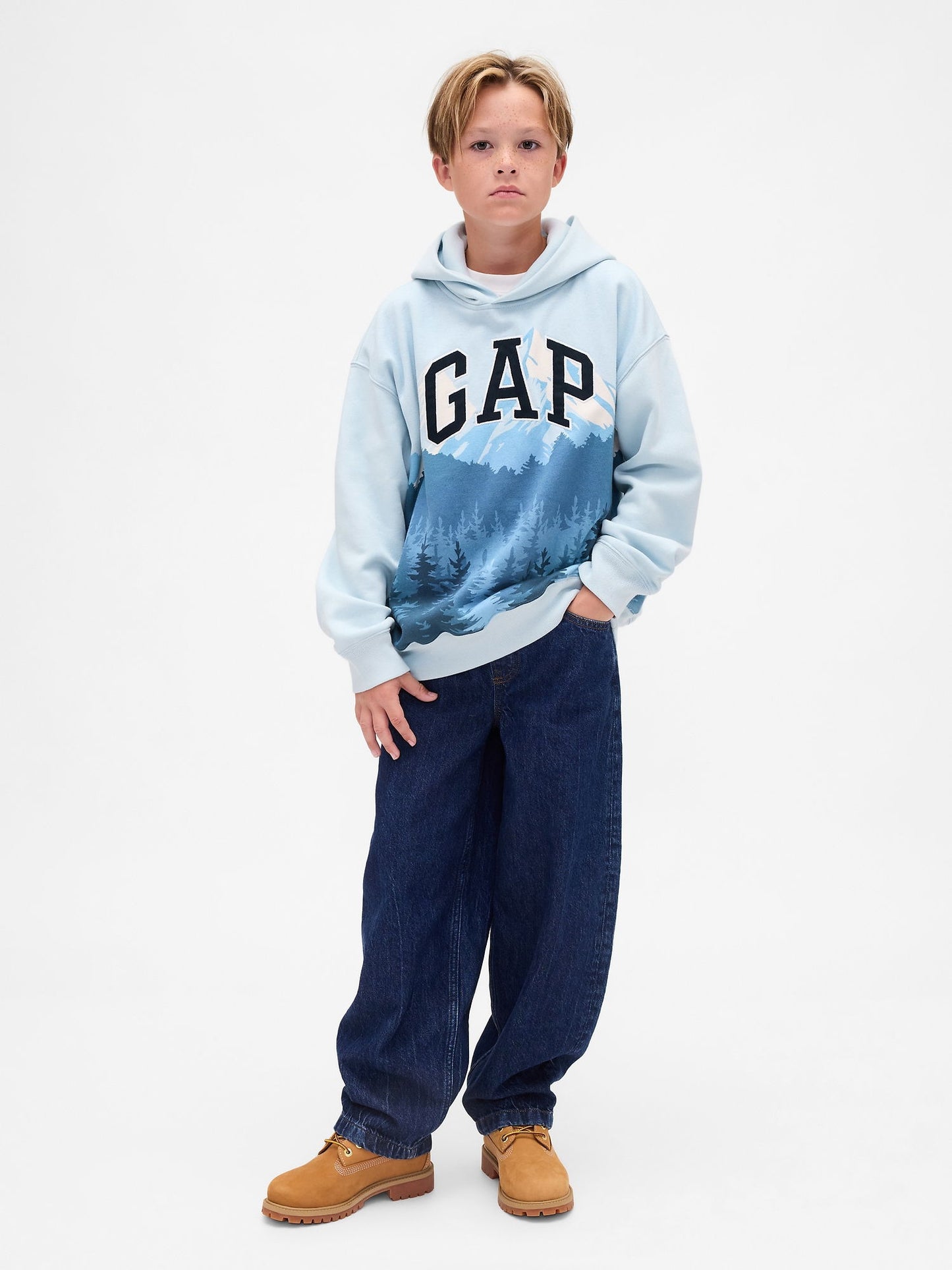 Mavi Grafik Baskılı Gap Logo Sweatshirt