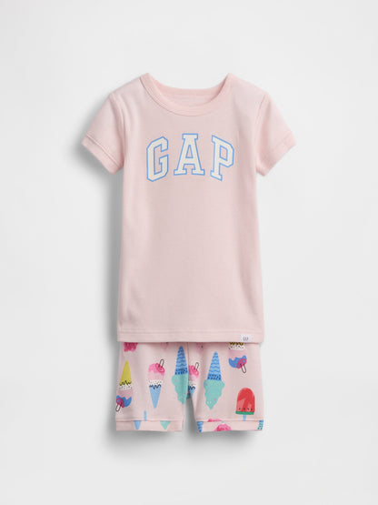 Açık Pembe Logo Baskılı Pijama Takımı