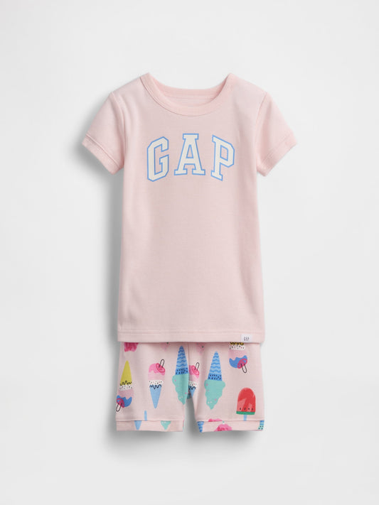 Açık Pembe Logo Baskılı Pijama Takımı
