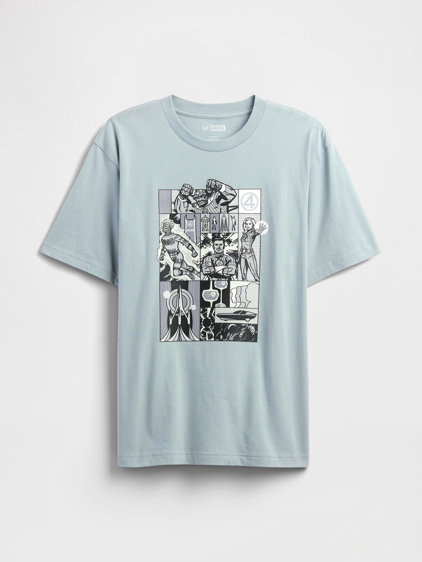 Buz Mavisi Marvel Fantastic Four Grafik Baskılı T-shirt
