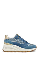Geox Kadın Mavi D Spherica Ec13 A - Nap + Emb.te Bağcıklı Dolgu Topuklu Sneaker