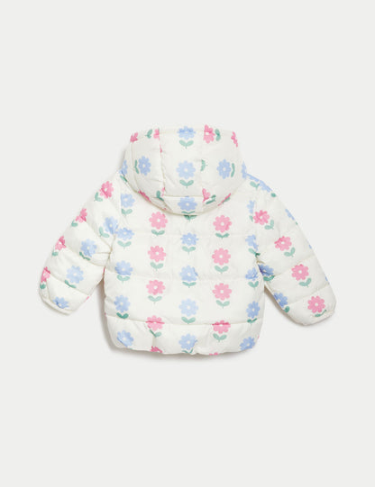 Stormwear™ Çiçek Desenli Puffer Şişme Mont (0-3 Yaş)