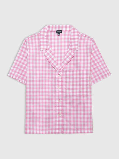 Açık Pembe Gapbody Poplin Kısa Kollu Pijama Üstü