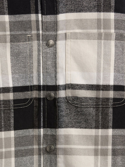 Gri Sherpa Kapüşonlu Flannel Ceket