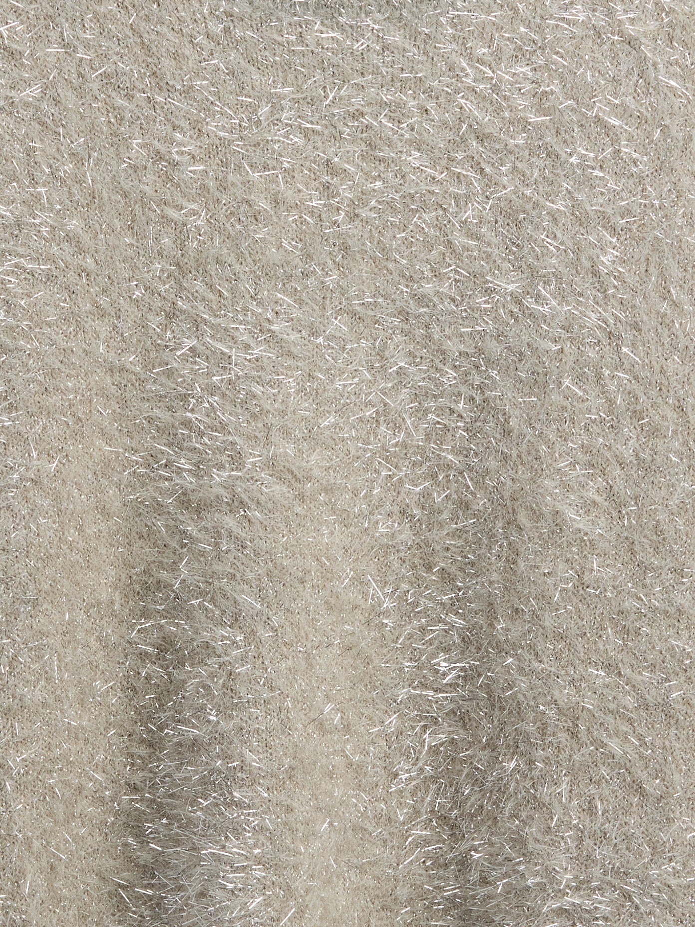 Gri Metallic Eyelash Bisiklet Yaka Kazak