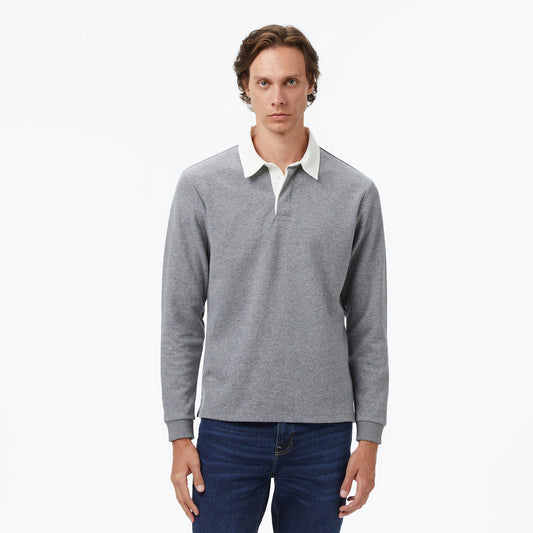 Nautica Erkek Gri Classic Fit Uzun Kollu Polo Yaka T-shirt