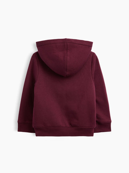 Bordo Sherpa Astarlı Logo Fermuarlı Sweatshirt