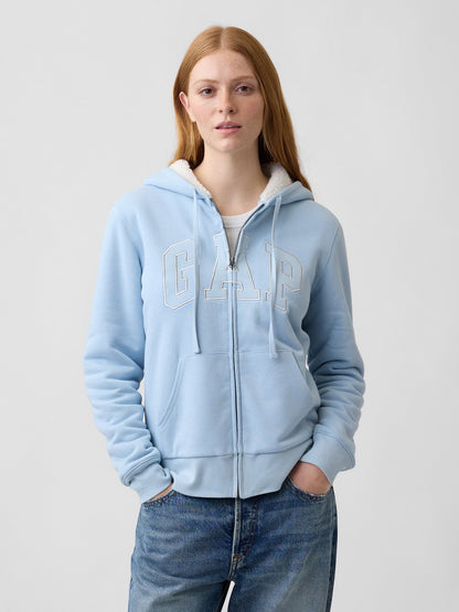 Açık Mavi Relaxed Gap Logo Sherpa-astarlı Fermuarlı Sweatshirt