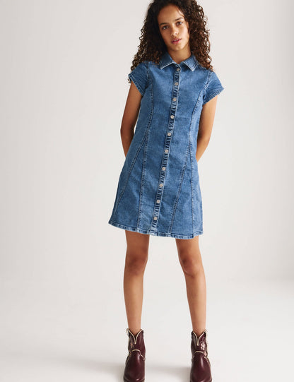 Kısa Kollu Denim Elbise