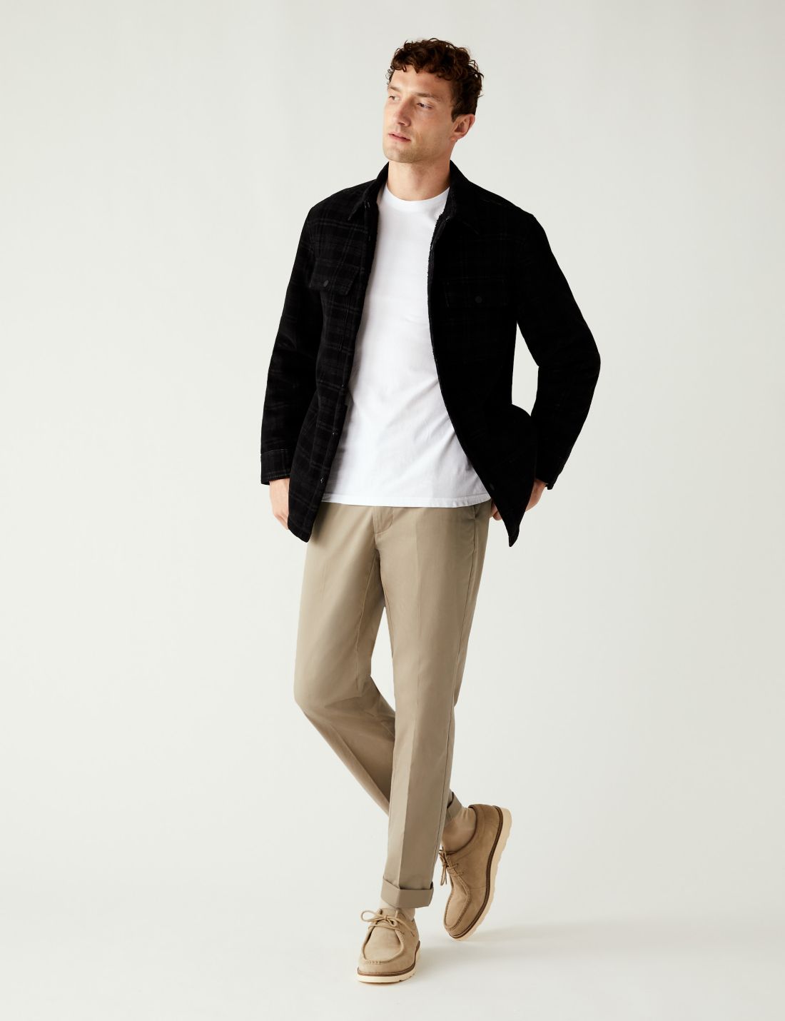 Regular Fit Hafif Dokulu Chino Pantolon