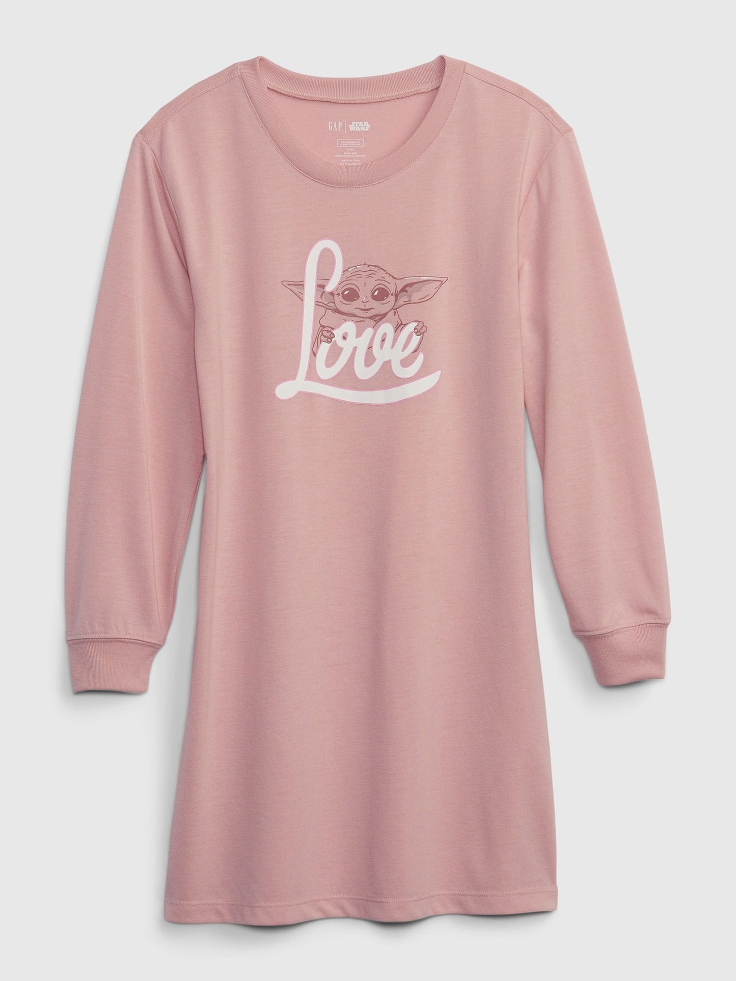 Pembe Star Wars™ Grogu Baskılı Geri Dönüştürülmüş T-shirt Elbise