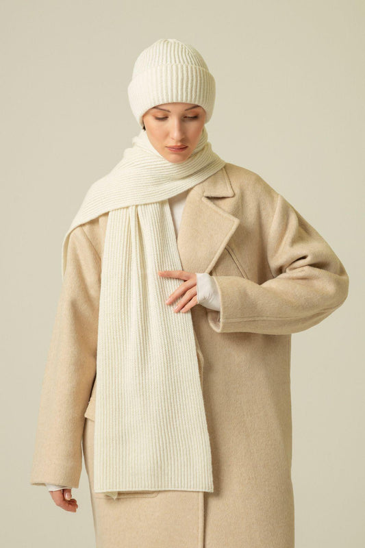 Fitilli Yün Ekru Atkı