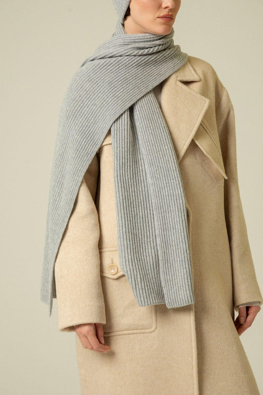 Fitilli Yün Gri Atkı