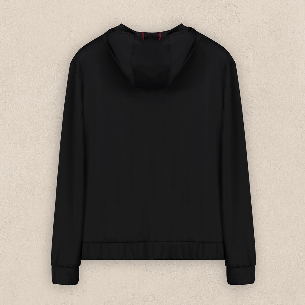 Florya Kapüşonlu Siyah Mont