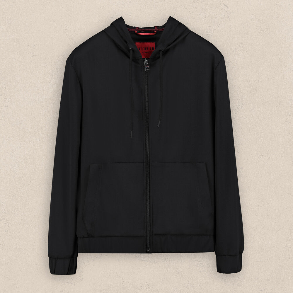 Florya Kapüşonlu Siyah Mont