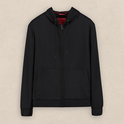 Florya Kapüşonlu Siyah Mont