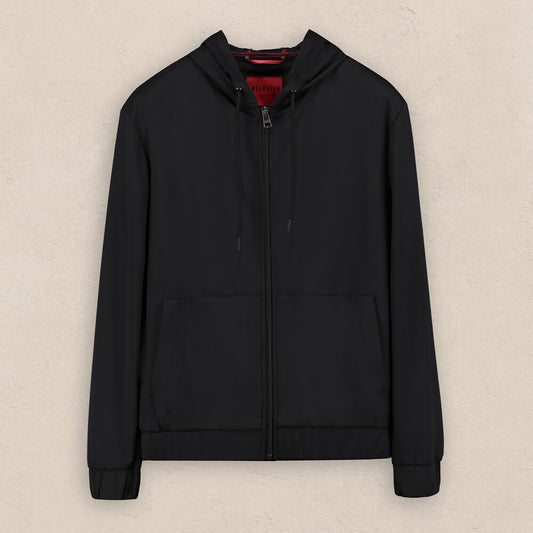 Florya Kapüşonlu Siyah Mont