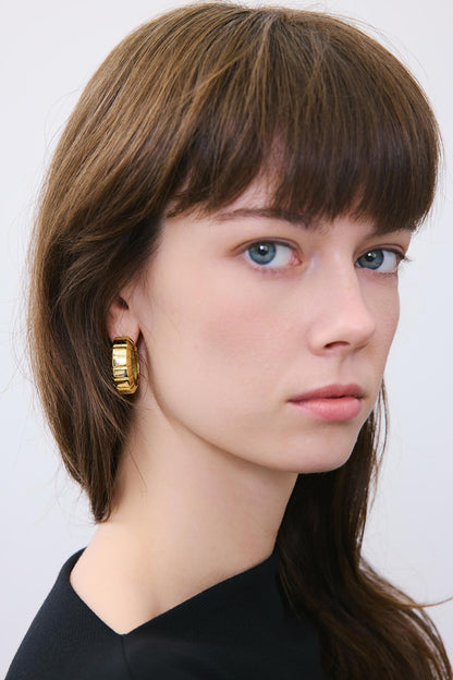 Modern Gold Halka Küpe