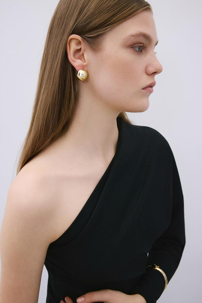 Zarif Yuvarlak Gold Küpe