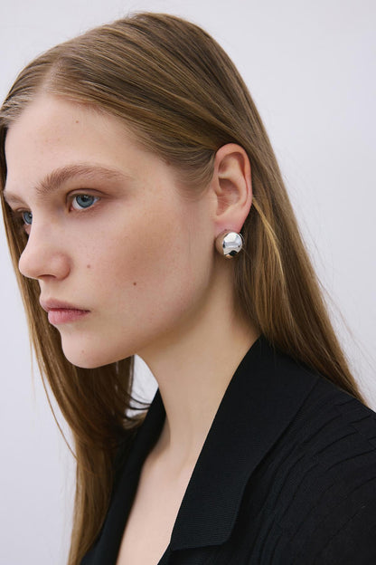 Zarif Yuvarlak Gümüş Küpe