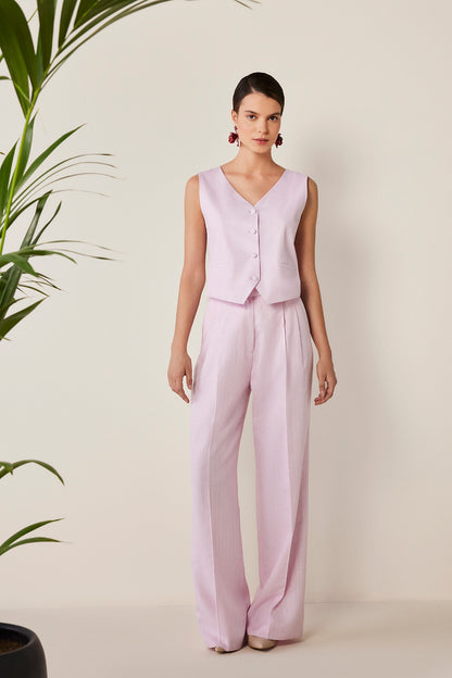 Galuir Çizgili Pembe Pantolon