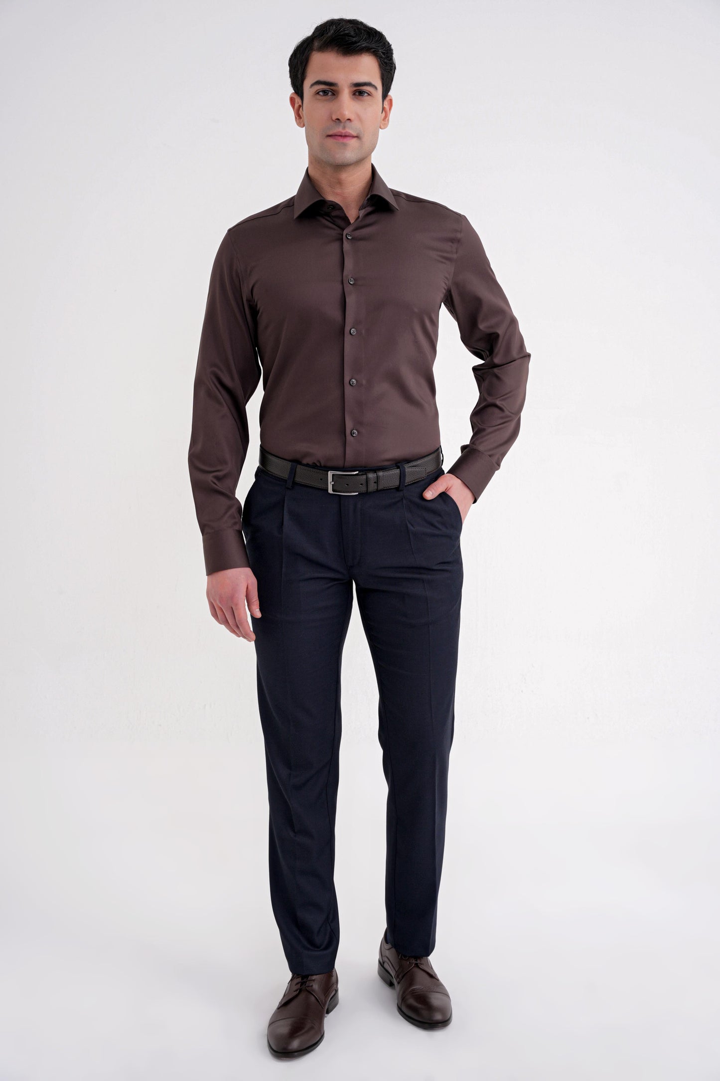 Gk 734 Gömlek Slim Kahverengi Klasik