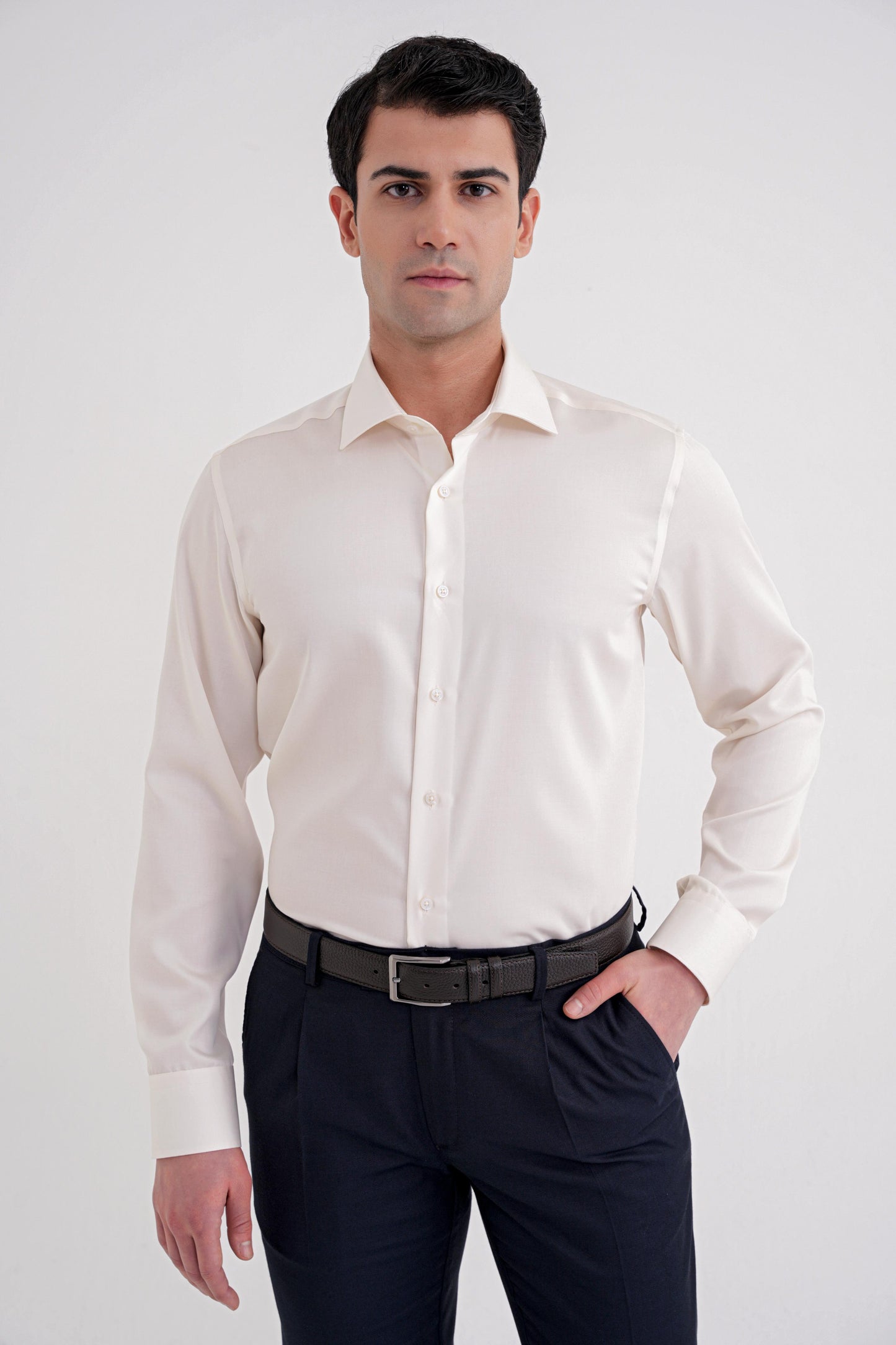 Gk 734 Gömlek Slim Krem Klasik