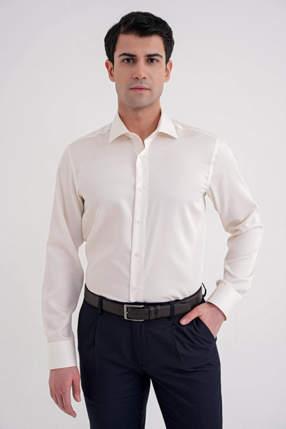 Gk 734 Gömlek Slim Krem Klasik