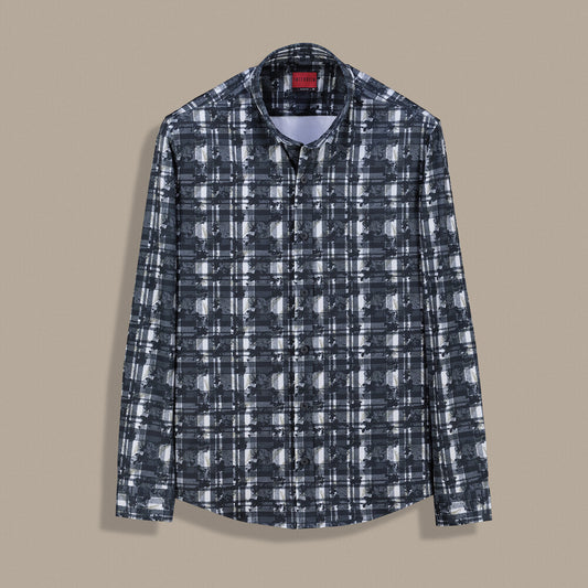 Goias Desenli Siyah Gömlek