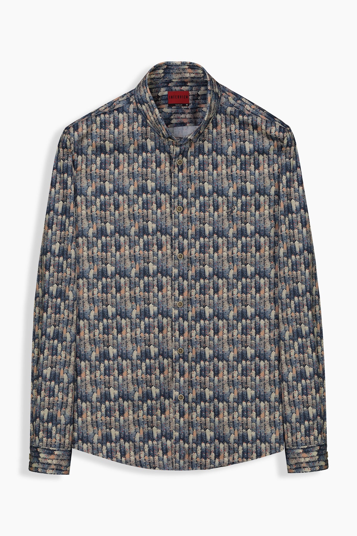 Goias Pamuklu Lacivert Desenli Gömlek