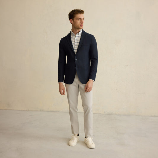 Goias Çizgili Lacivert Pamuklu Gömlek