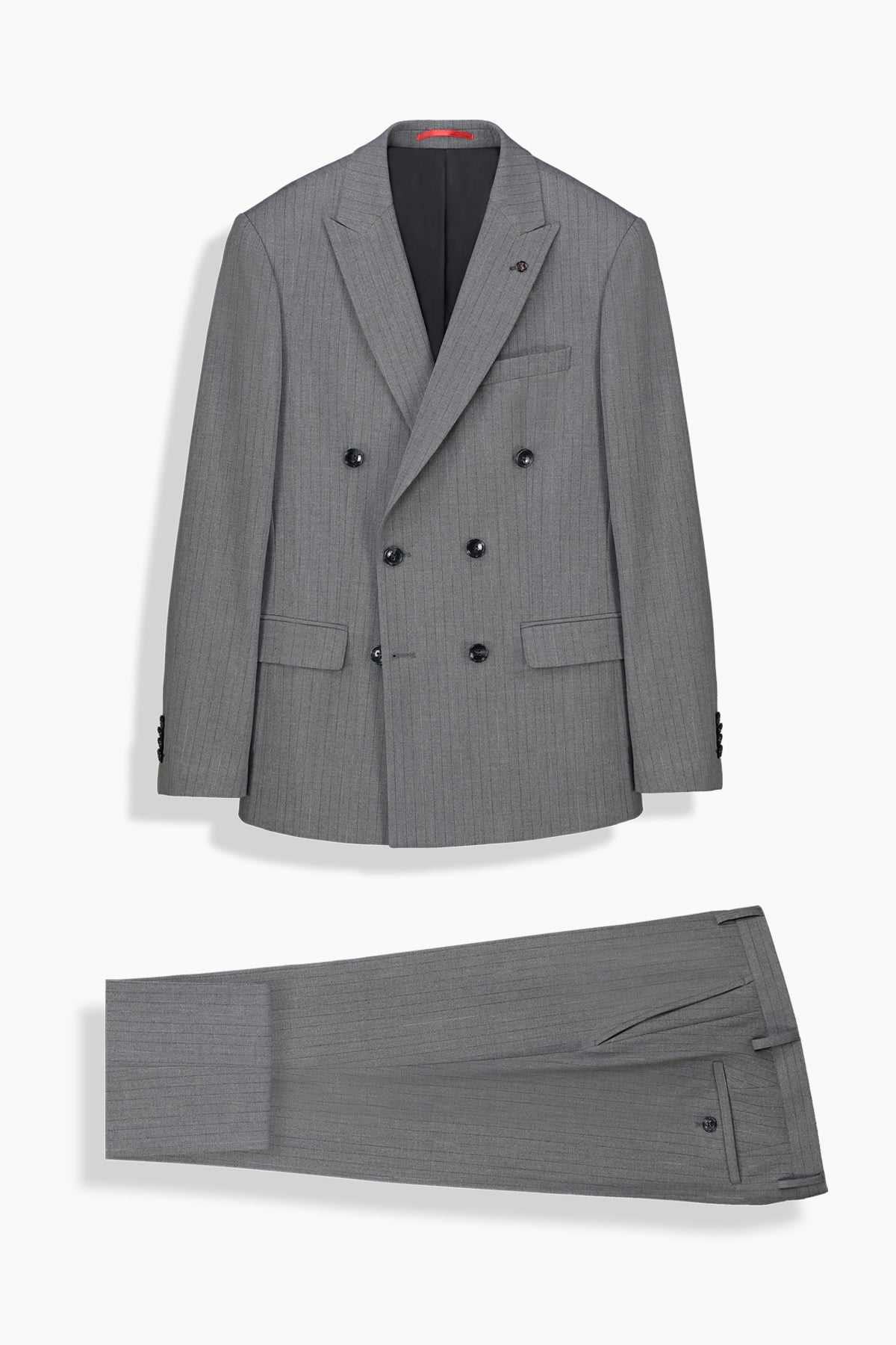 Golden Resta Slim Çizgili Kruvaze Gri Takım Elbise