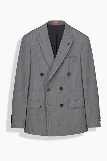 Golden Resta Slim Çizgili Kruvaze Gri Takım Elbise