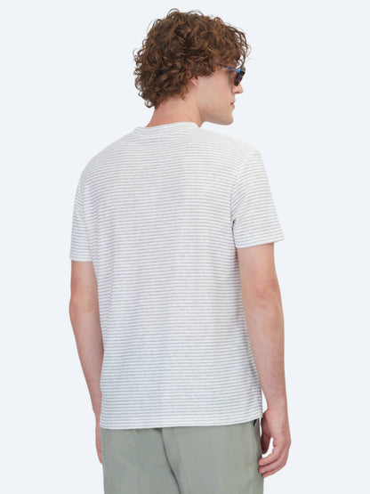 Gri Çizgili %100 Keten T-shirt