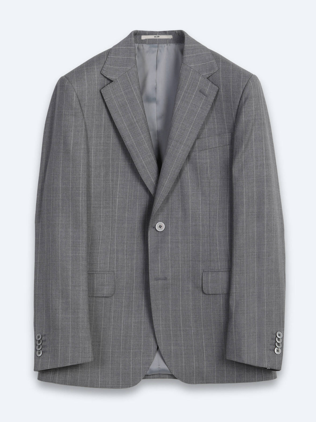 Gri Çizgili Modern Fit Ipek Karışımlı Takım Elbise