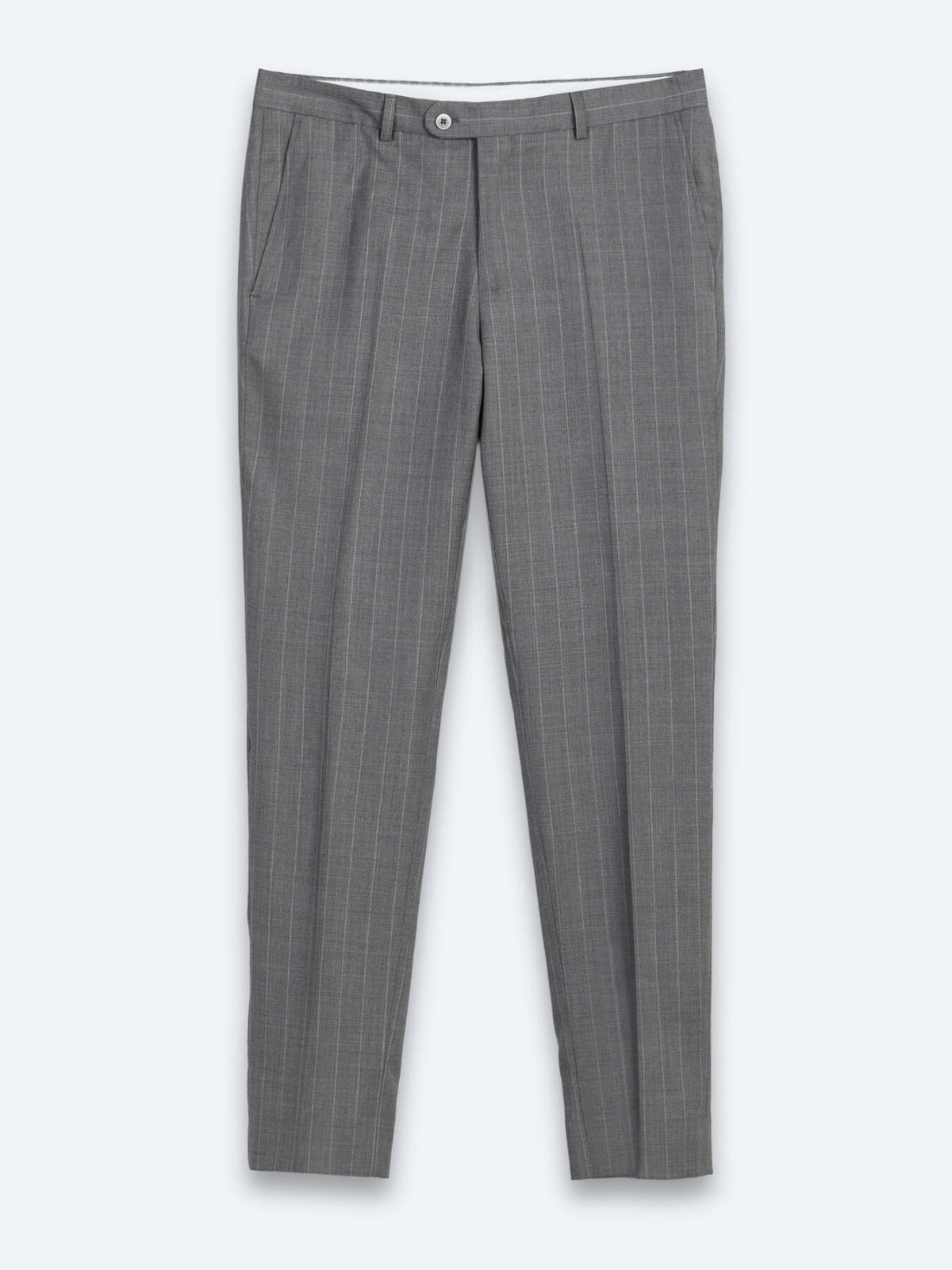 Gri Çizgili Modern Fit Ipek Karışımlı Takım Elbise