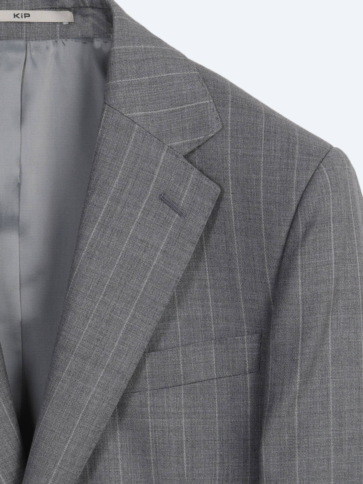Gri Çizgili Modern Fit Ipek Karışımlı Takım Elbise