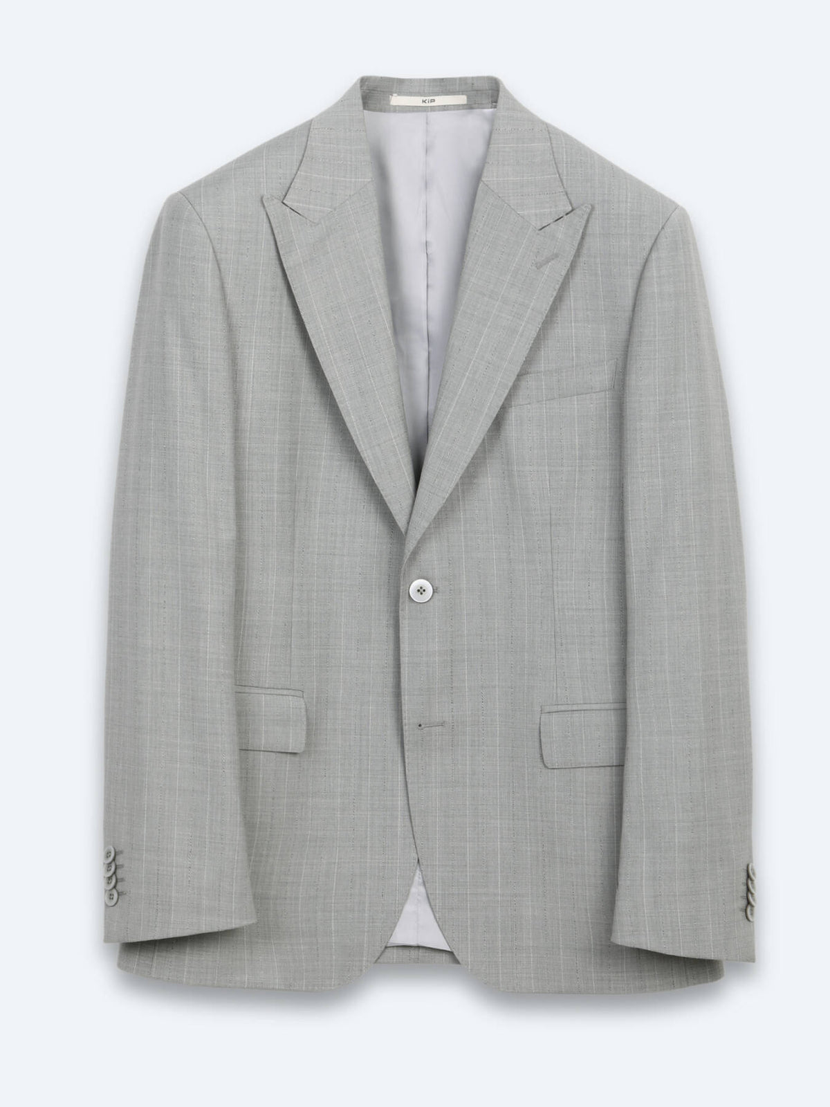 Gri Çizgili Modern Fit Yün Karışımlı Takım Elbise