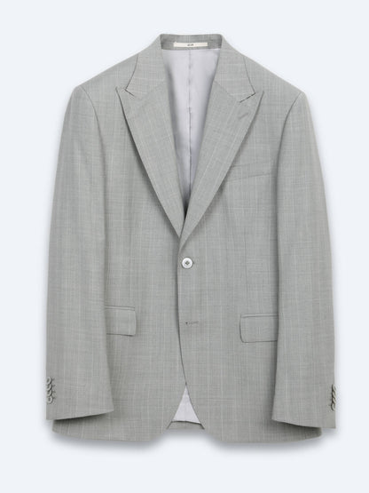 Gri Çizgili Modern Fit Yün Karışımlı Takım Elbise