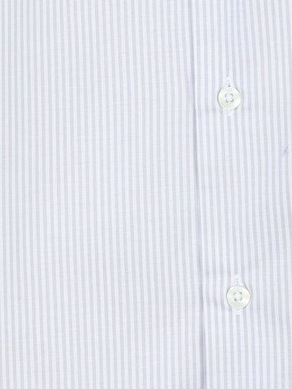 Gri Çizgili Regular Fit Uzun Dokuma Casual Pamuk Karışımlı Gömlek