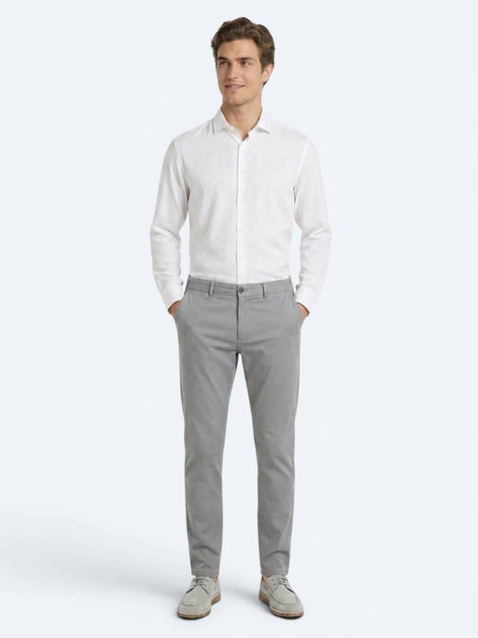 Gri Dokuma Jogging Fit Casual Pamuk Karışımlı Pantolon