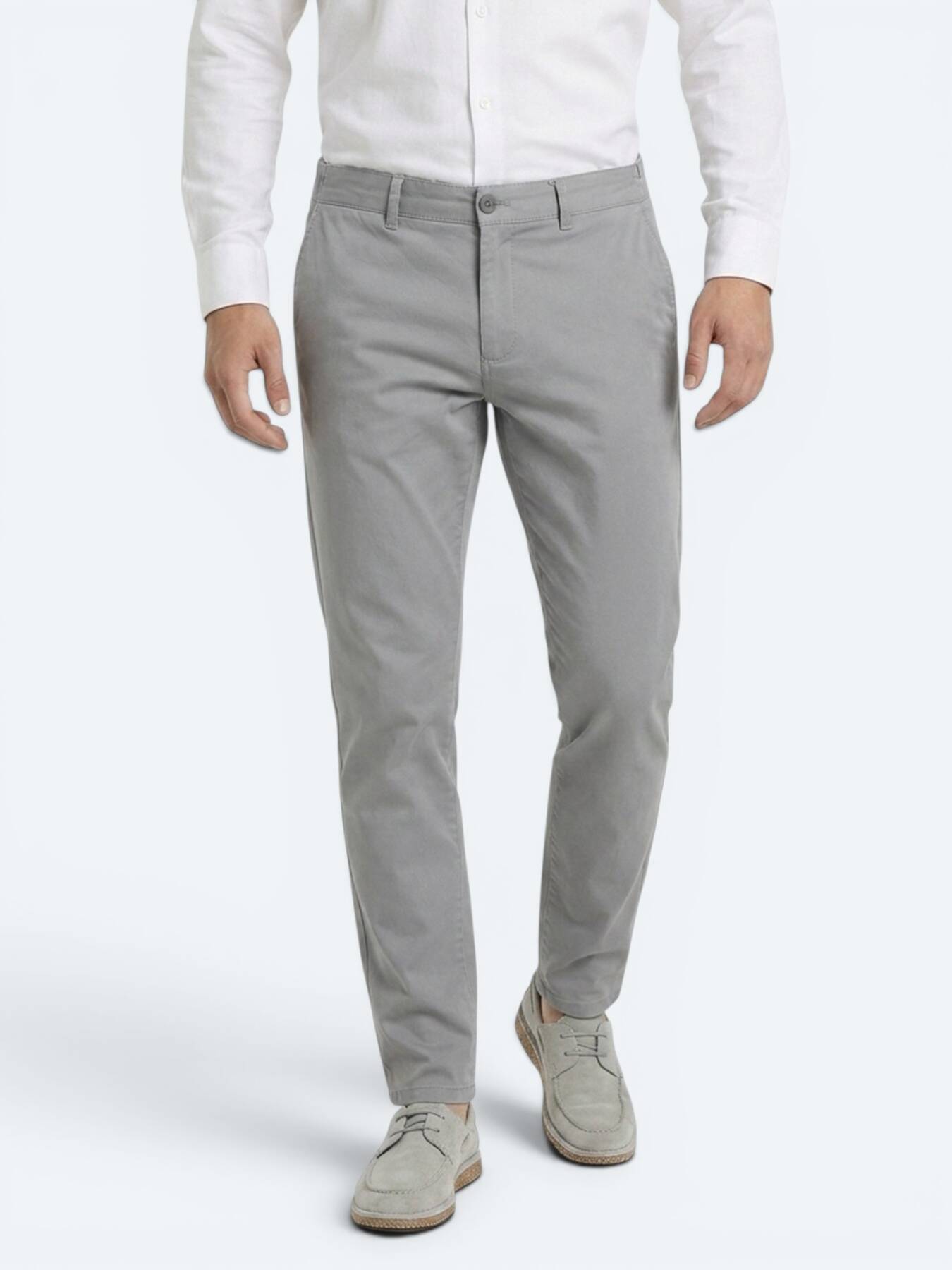 Gri Dokuma Jogging Fit Casual Pamuk Karışımlı Pantolon