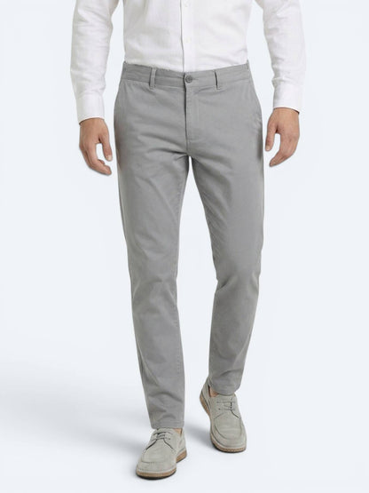 Gri Dokuma Jogging Fit Casual Pamuk Karışımlı Pantolon