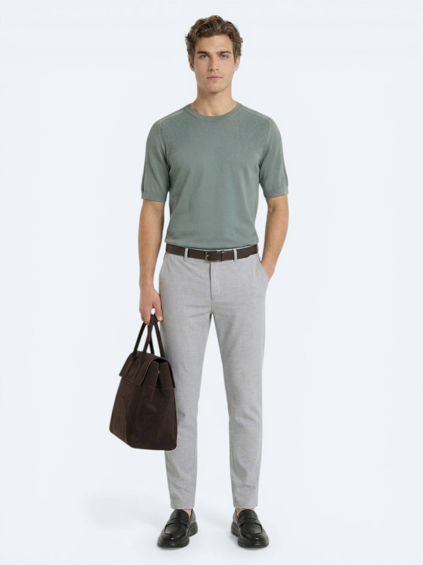 Gri Dokuma Jogging Fit Casual Pantolon