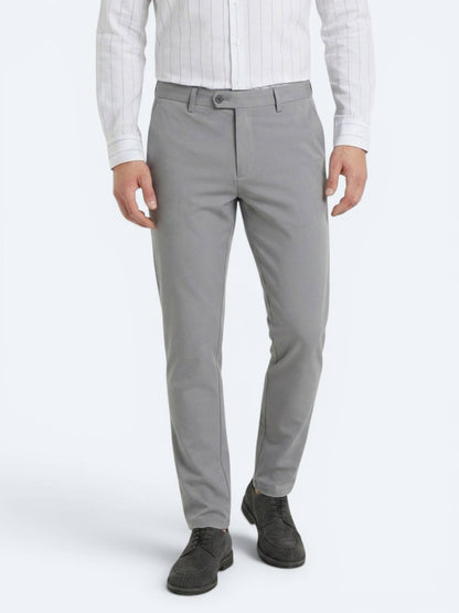 Gri Düz Dokuma Slim Fit Casual Pantolon